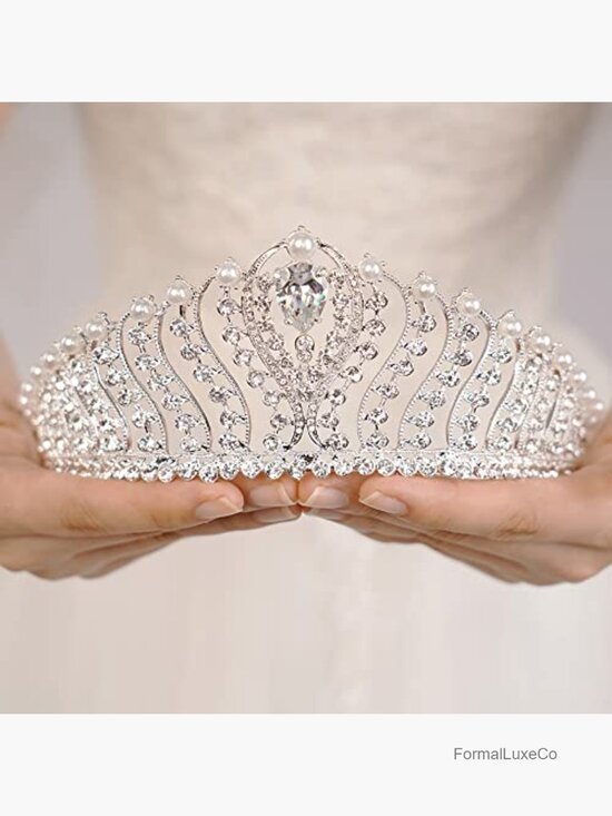 Crystal Rhinestone Pearl Crown Tiara Hair Accessory Queen Princess main image 5